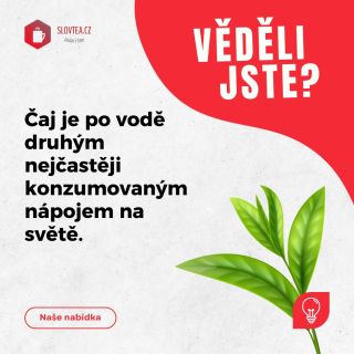 🤔 Věděli jste, že…? Čaj je po vodě druhým nejčastěji konzumovaným nápojem na světě 🌍 🍃 Každý den si miliardy lidí po celém...