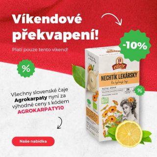 🔥 Další víkendové překvapení je tu 😍 Všechny čaje značky Agrokarpaty – přímo ze slovenské přírody – tento víkend o 10%...